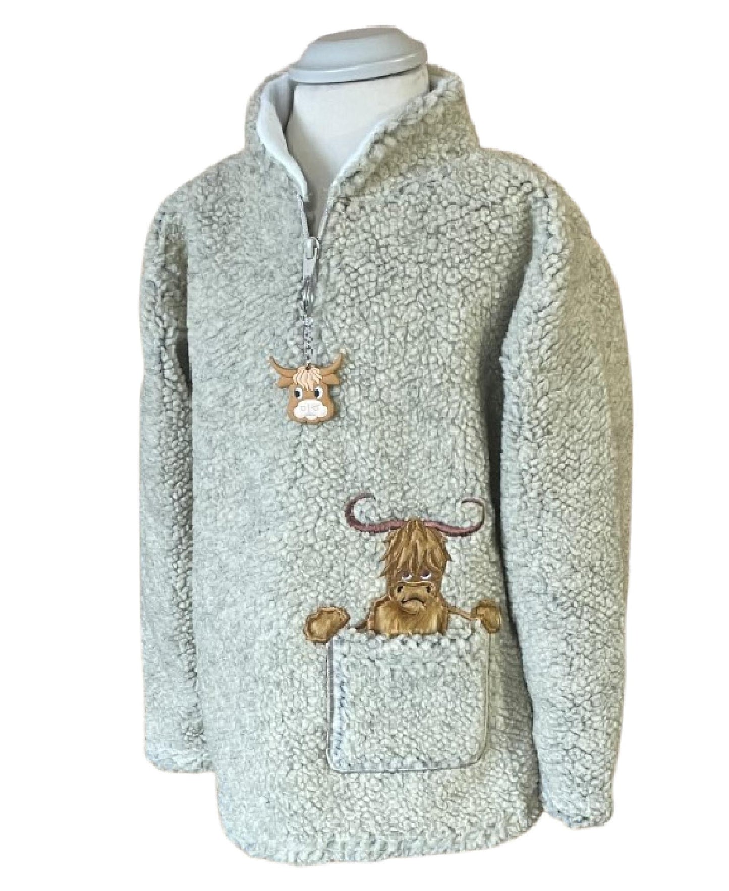 Ramblers Dangly McMoo – Pebble Fleece – Stone With Keyring
