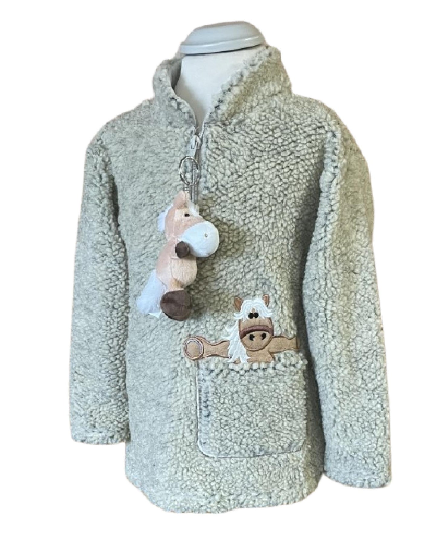 Ramblers Dangly Horse – Pebble Fleece – Stone With Keyring