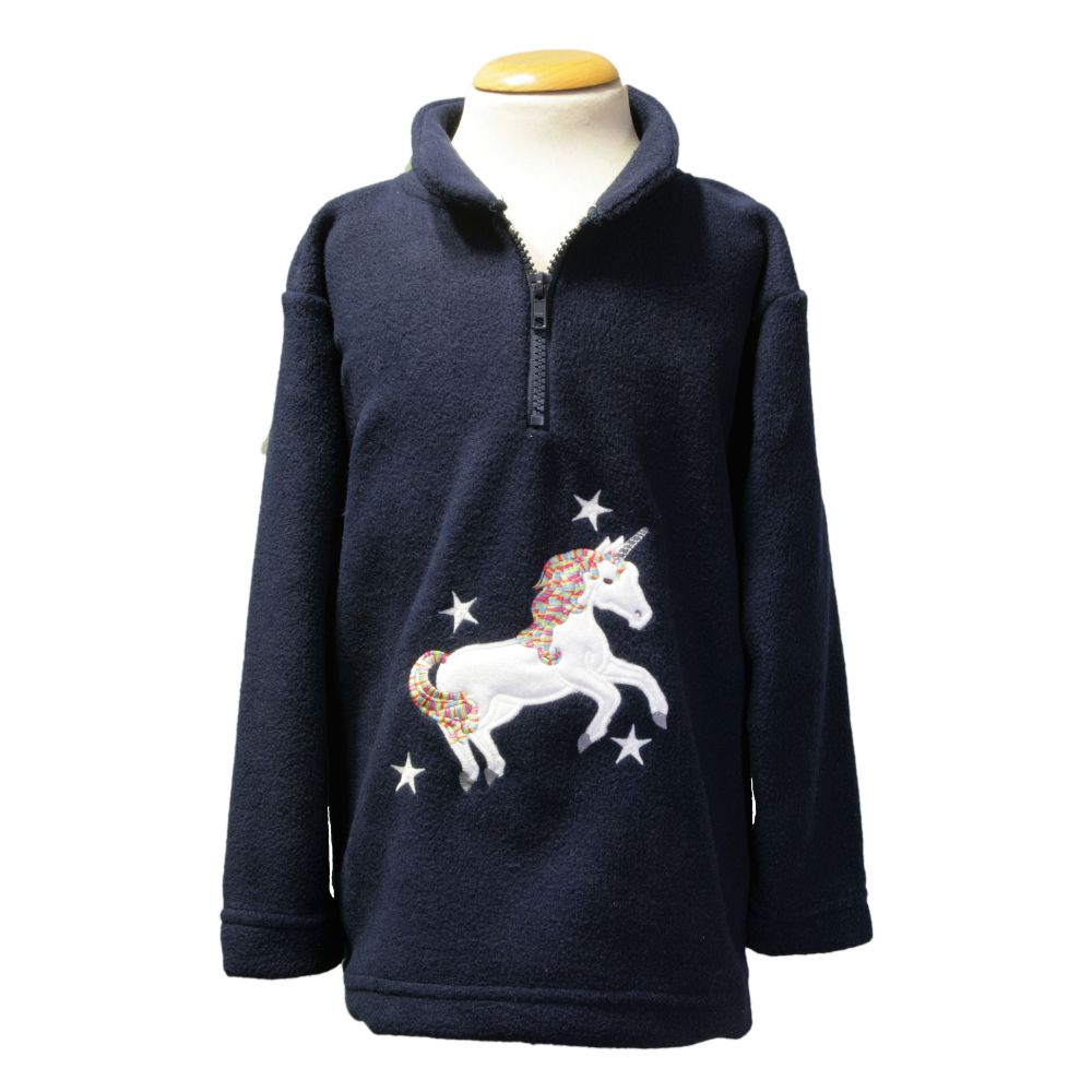 Ramblers Girls Glow In The Dark Unicorn Zip Neck Fleece