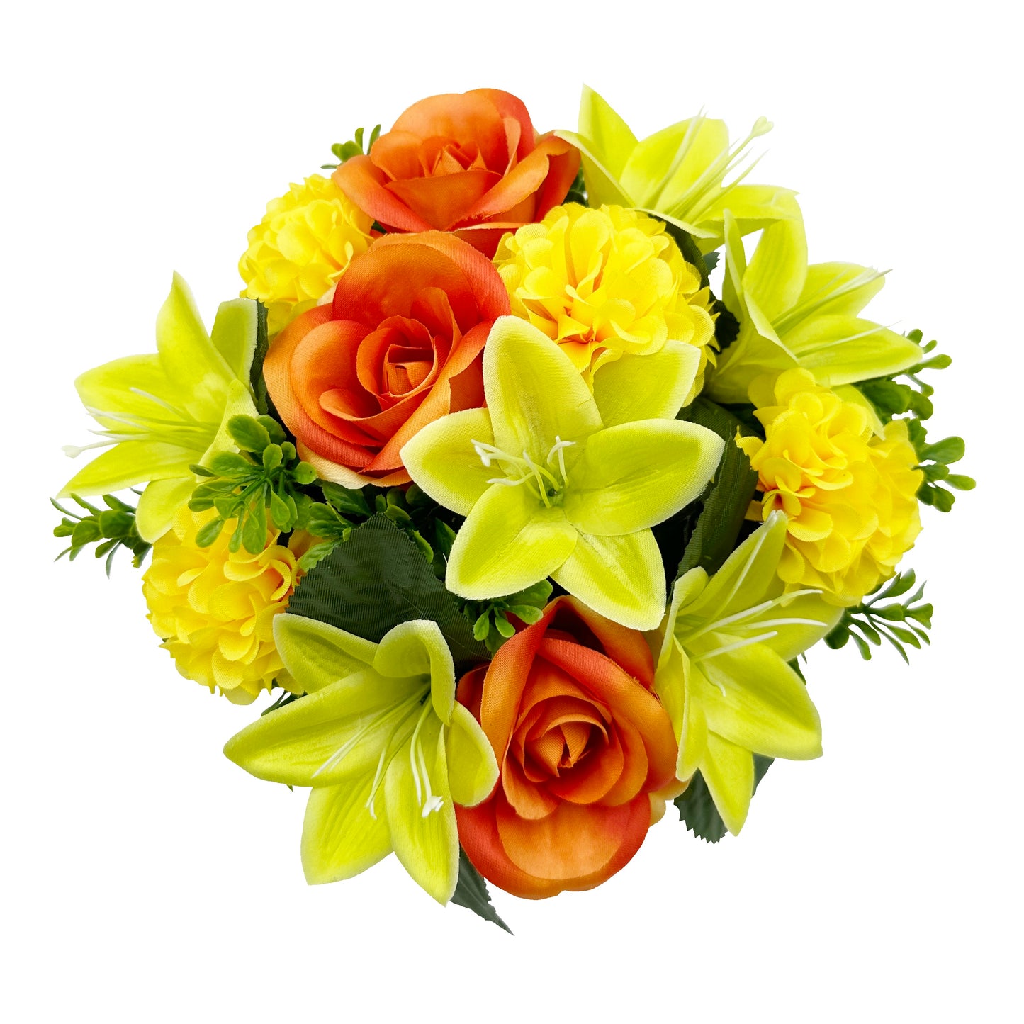 Orange Rose Lily Chrysanthemum - Weighted Flower Grave Pot 24 Cm - FB1065YU