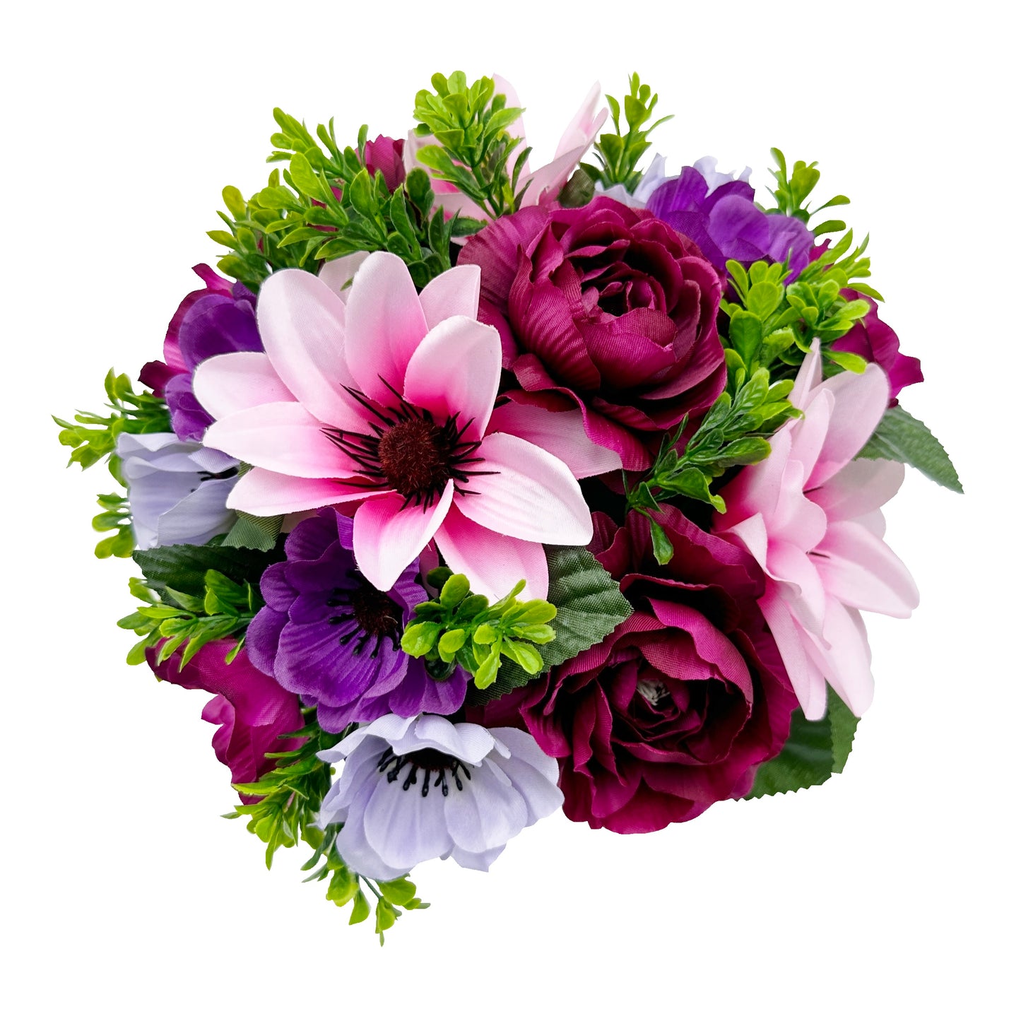 Burgundy Dahlia Camellia Anemone - Weighted Flower Grave Pot  24 Cm - FB1070YU