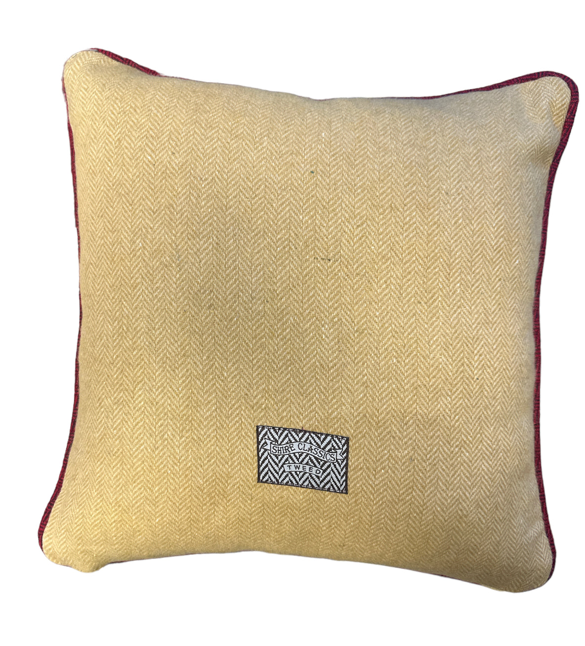 Highland Cow Tweed Cushion with Red Beading