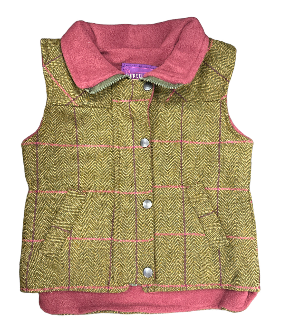Shire Pink Fleece Lined Country Tweed Gilet