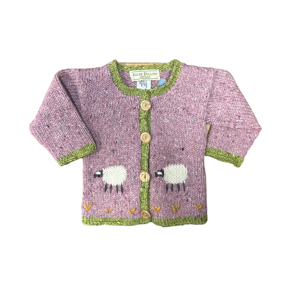 Merino Wool Sheep Cardigan - Lilac