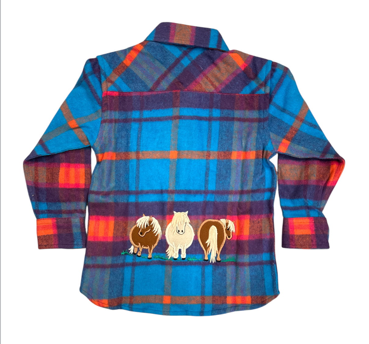 Kids Pony Embroidered Blue / Multi Colour Checked Shacket