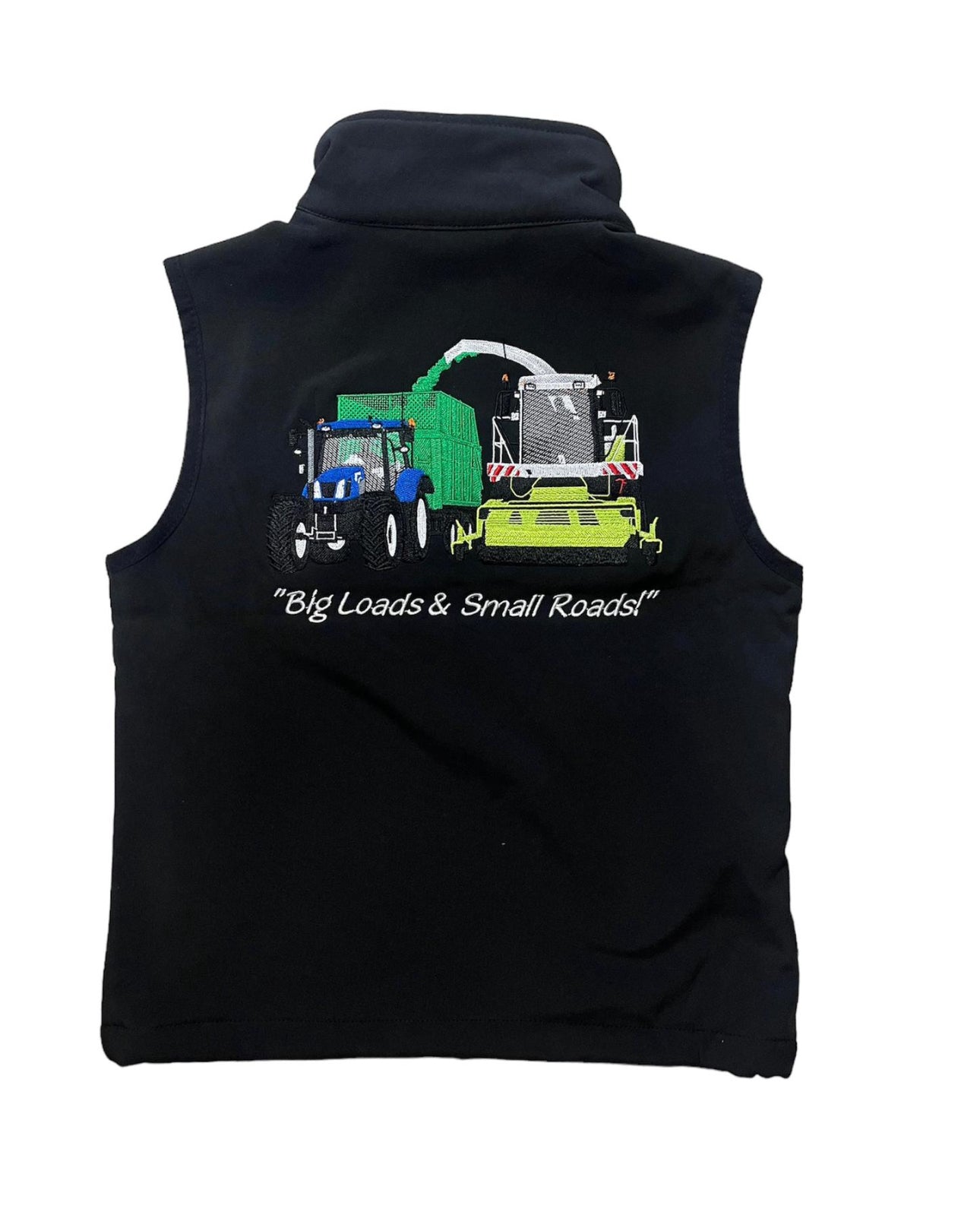 Kids Impact Black Softshell Bodywarmer – Blue Tractor & Self Propelled Harvester