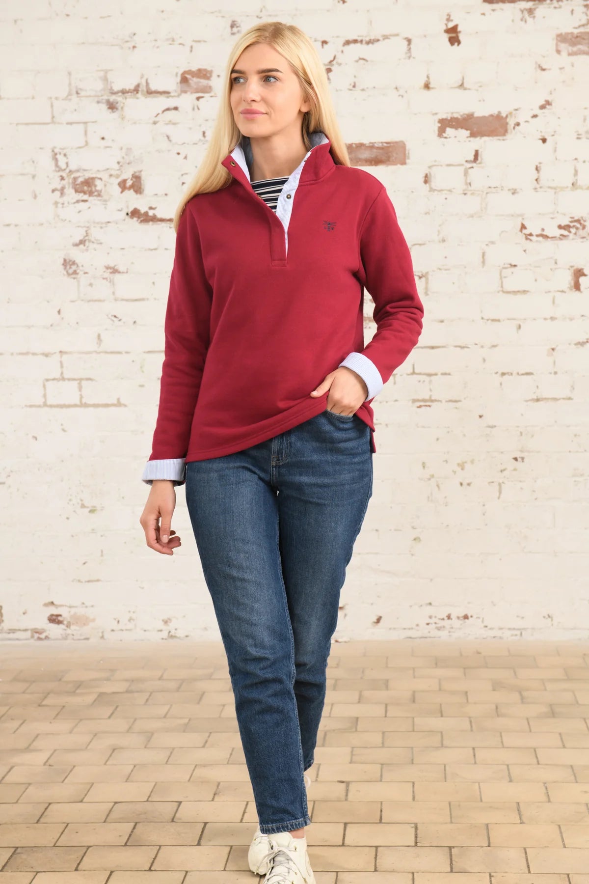 Lighthouse Haven Quarter Stud Sweatshirt - Maroon