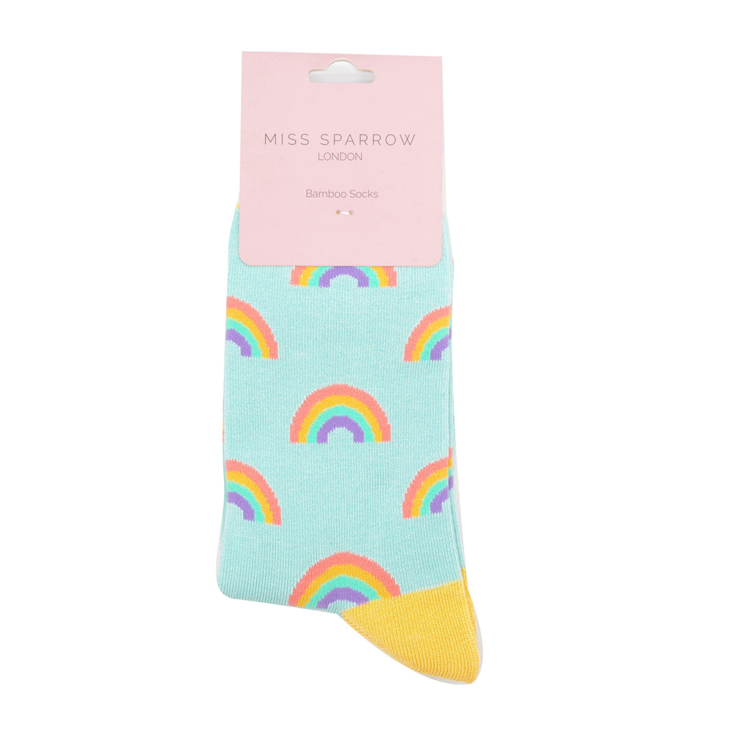 Miss Sparrow Rainbows Duck Egg Bamboo Socks