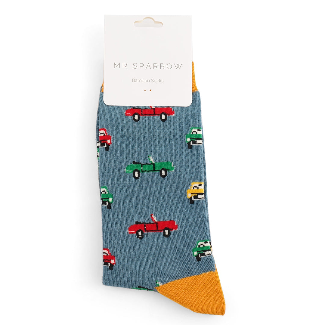 Mr Sparrow Classic Cars Denim Bamboo Socks