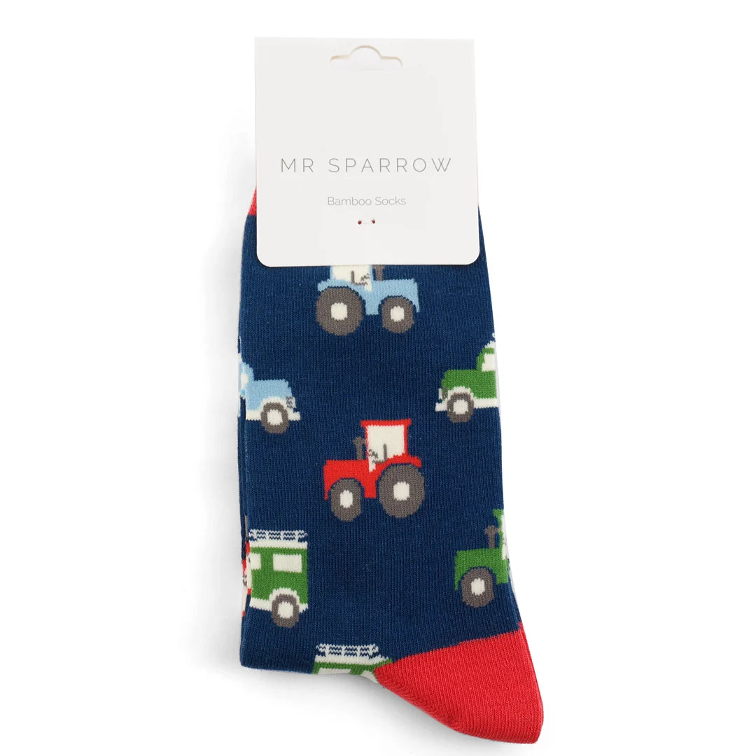 Mr Sparrow On The Farm Navy Bamboo Socks