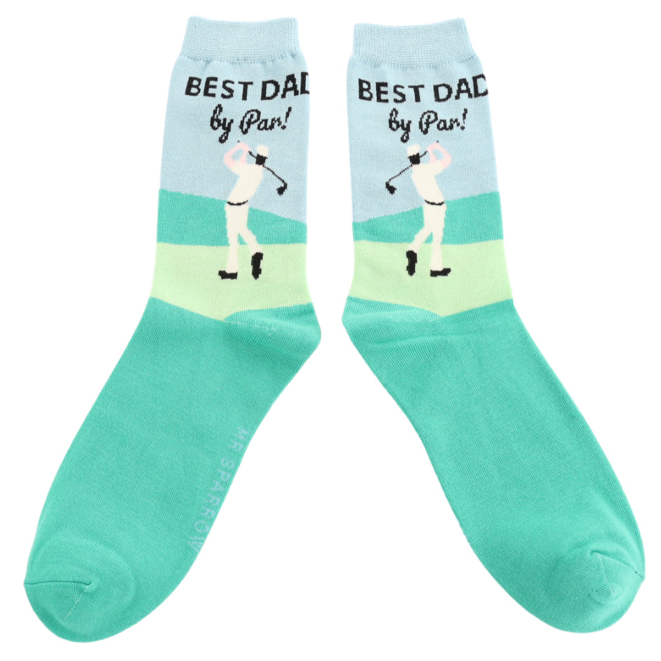 Mr Sparrow Best Dad Golfer Green Bamboo Socks