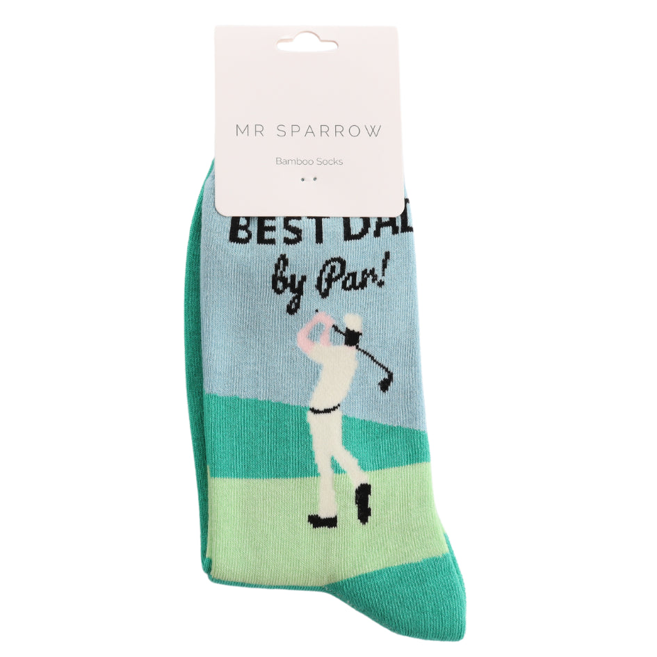 Mr Sparrow Best Dad Golfer Green Bamboo Socks
