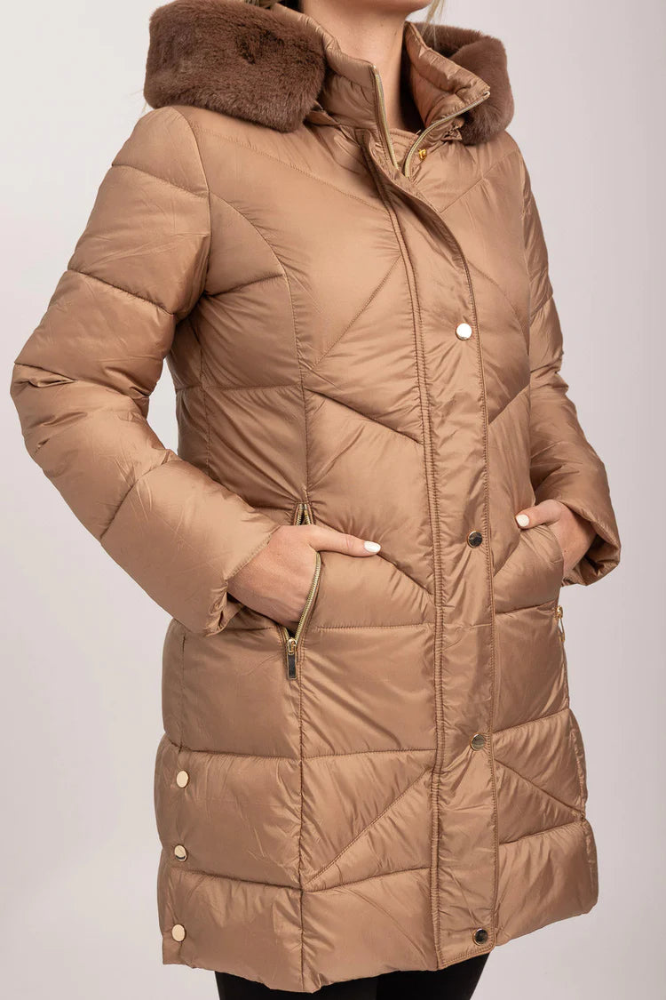 MudFlower Ladies Long Parka Jacket Gold