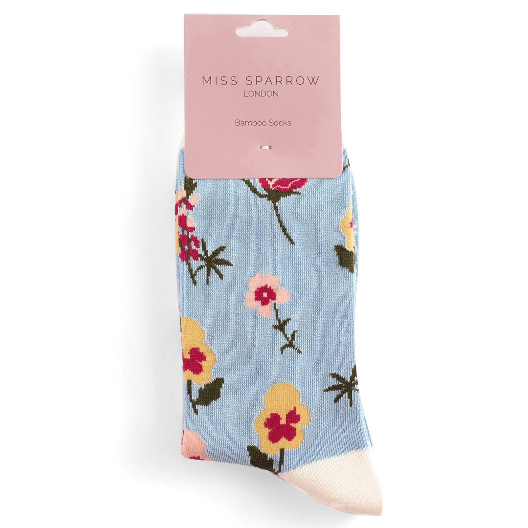Miss Sparrow Botany Study Socks Powder Blue