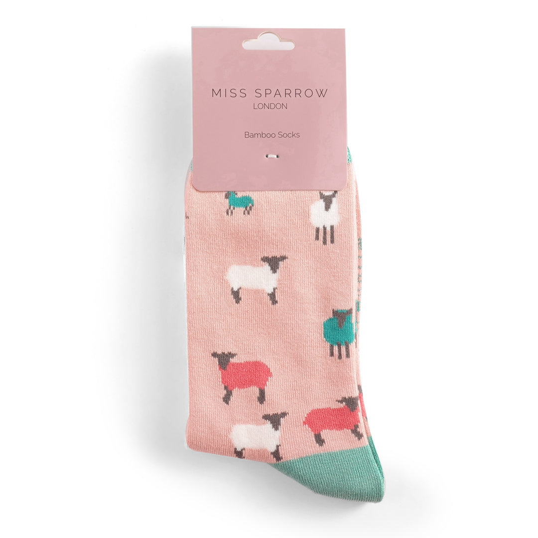 Miss Sparrow Sheep Family Socks Dusky Pink