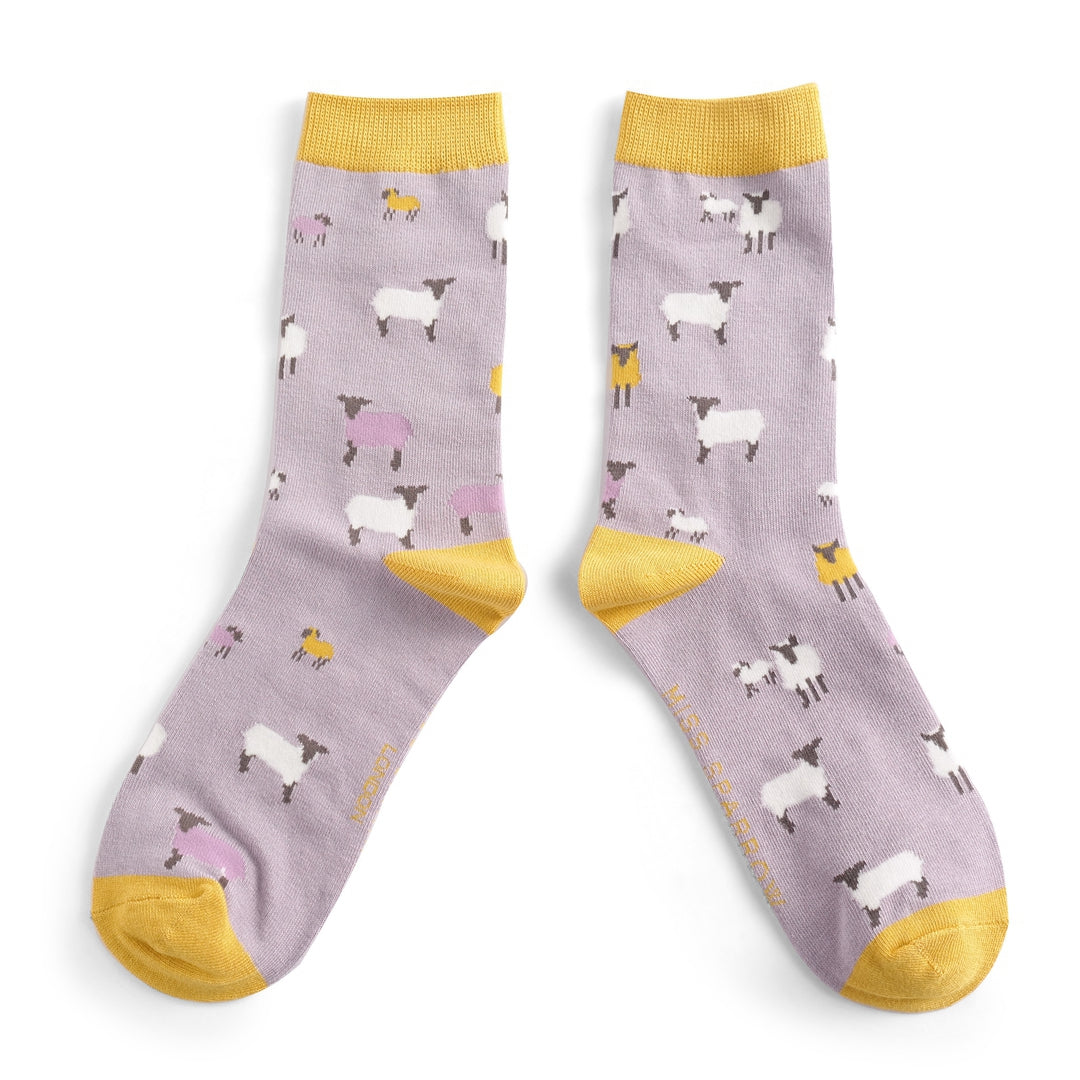 Miss Sparrow Sheep Family Socks Lilac