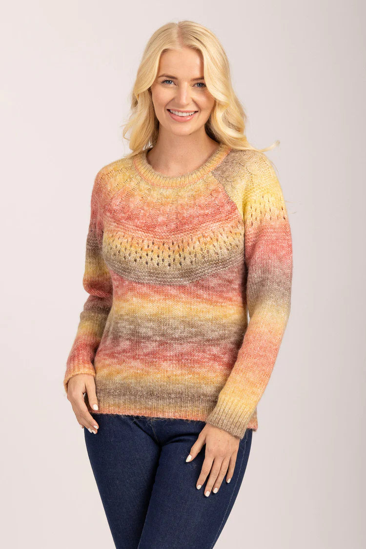 MudFlower Ladies Brown Combo Spacedye Jumper
