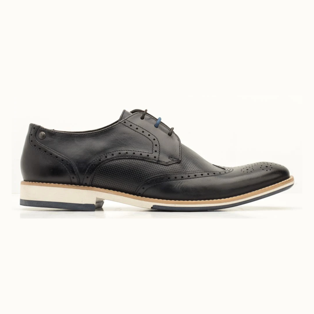 Base London Navy Hewitt Burnished Style Brogue