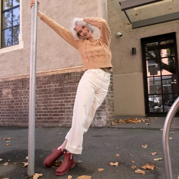 Merry People Bobbi Beetroot & Light Pink Ankle Wellington Boot