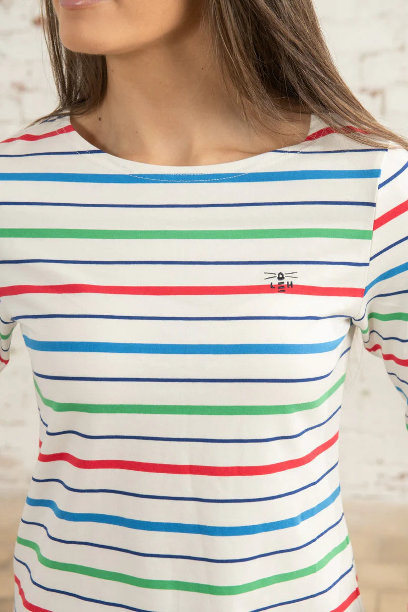 Ladies Causeway Breton Top - Seagrass Blue Poppy Stripe