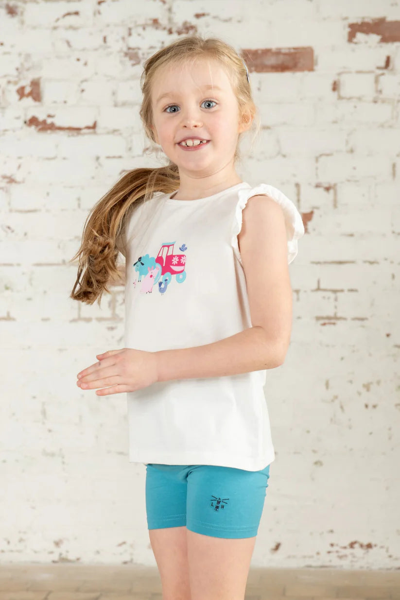 Lighthouse Causeway Swing Tee - Pink Tractor Friends