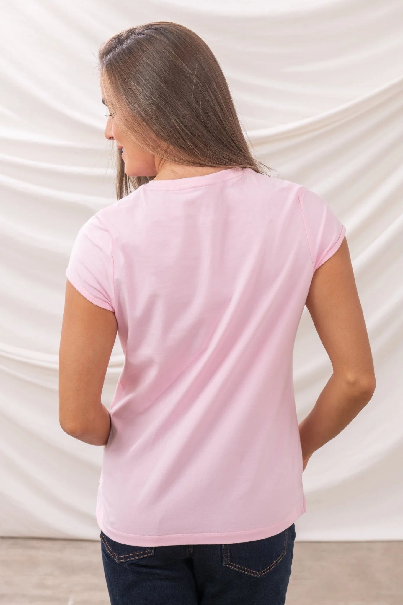Lighthouse- Ladies Causeway T-Shirt - Pink & Flower