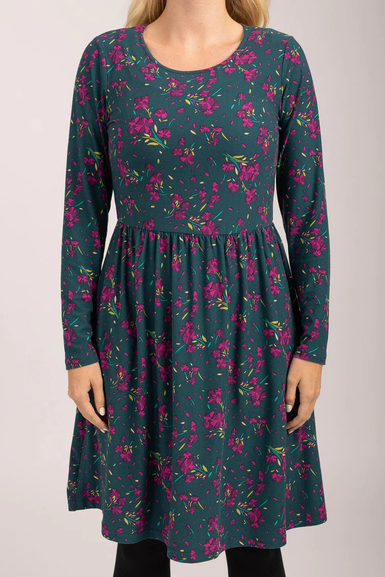 MudFlower Ladies Ditsy Floral Soft Touch Dress Green