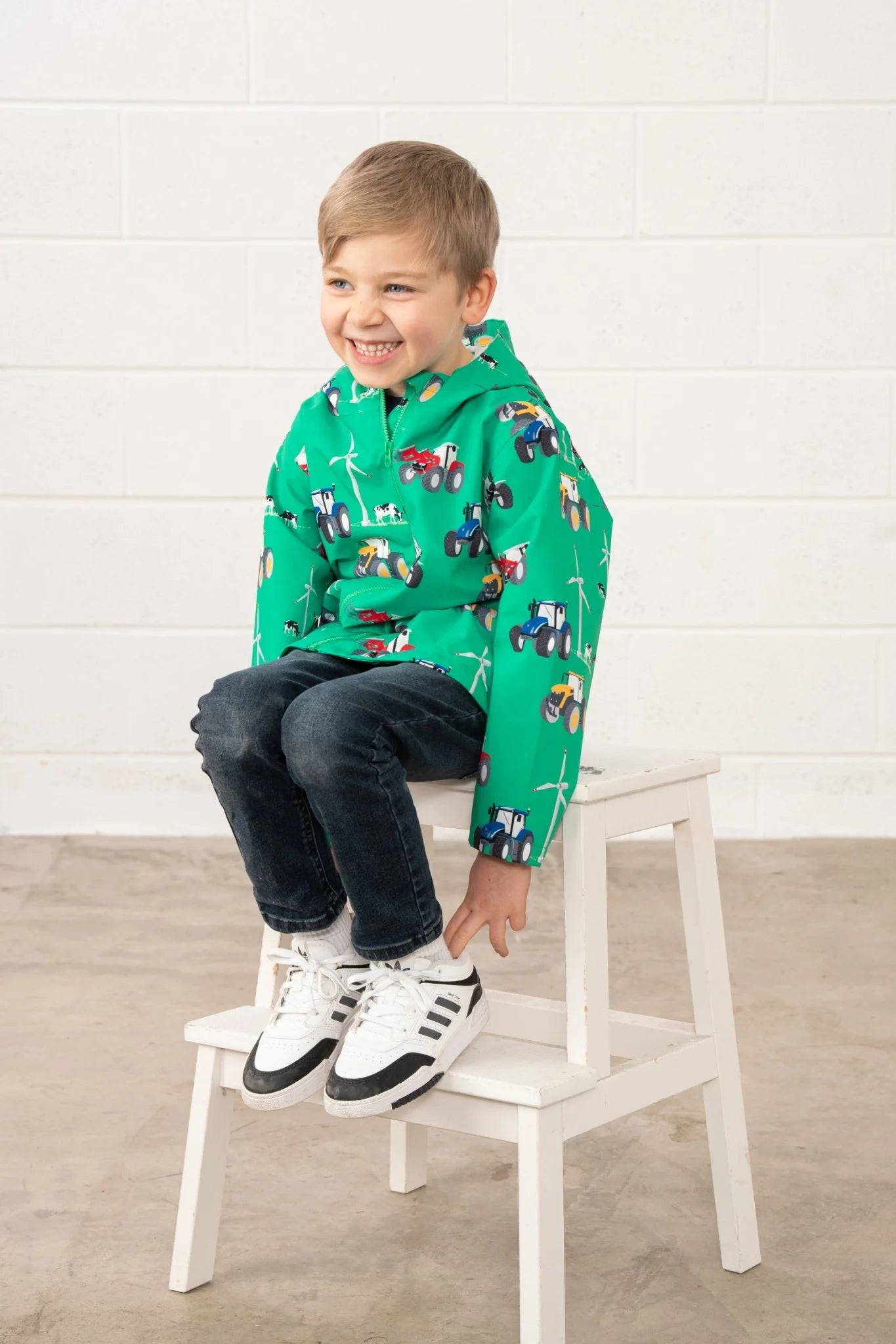 Lighthouse Boys Ethan Jacket - Tractor Wind Turbine Print