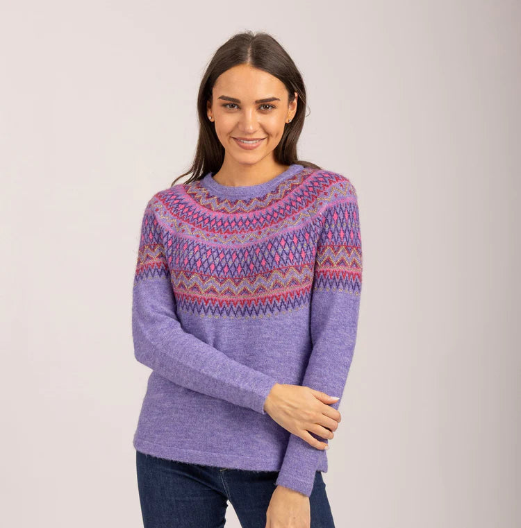 MudFlower Ladies Fairisle Jumper Purple
