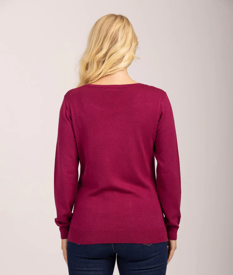 MudFlower Ladies Feather Heatstone Jumper Red