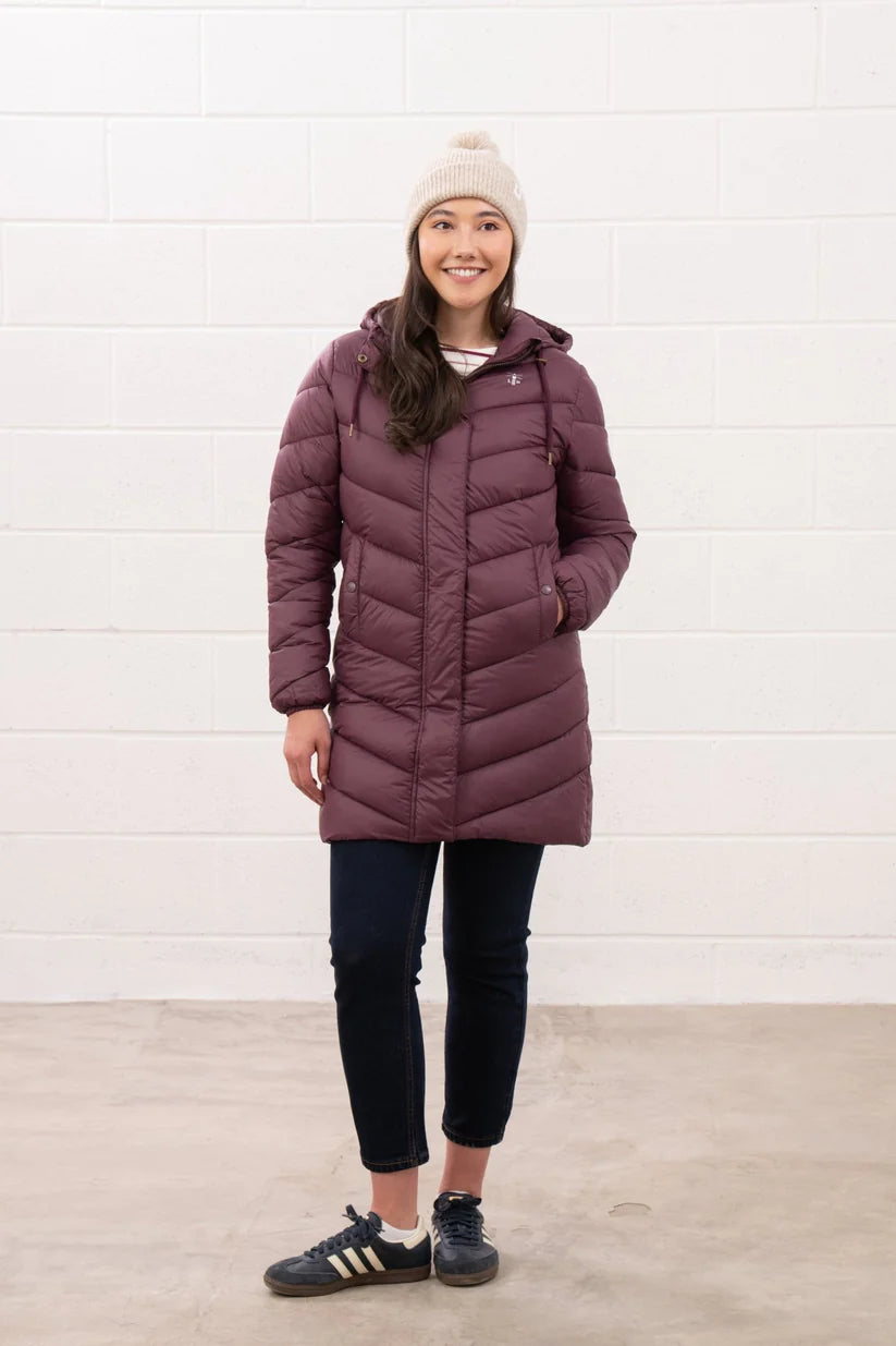 Lighthouse Laurel Mid-Length Coat in Cranberry