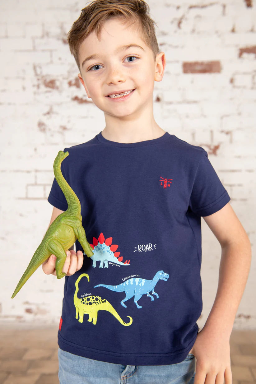Lighthouse Boys Oliver T-Shirt - Navy Dino Print