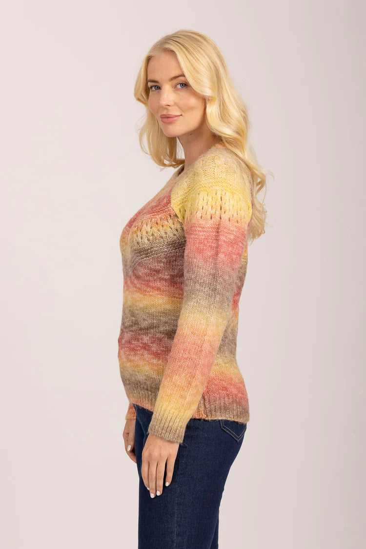MudFlower Ladies Brown Combo Spacedye Jumper