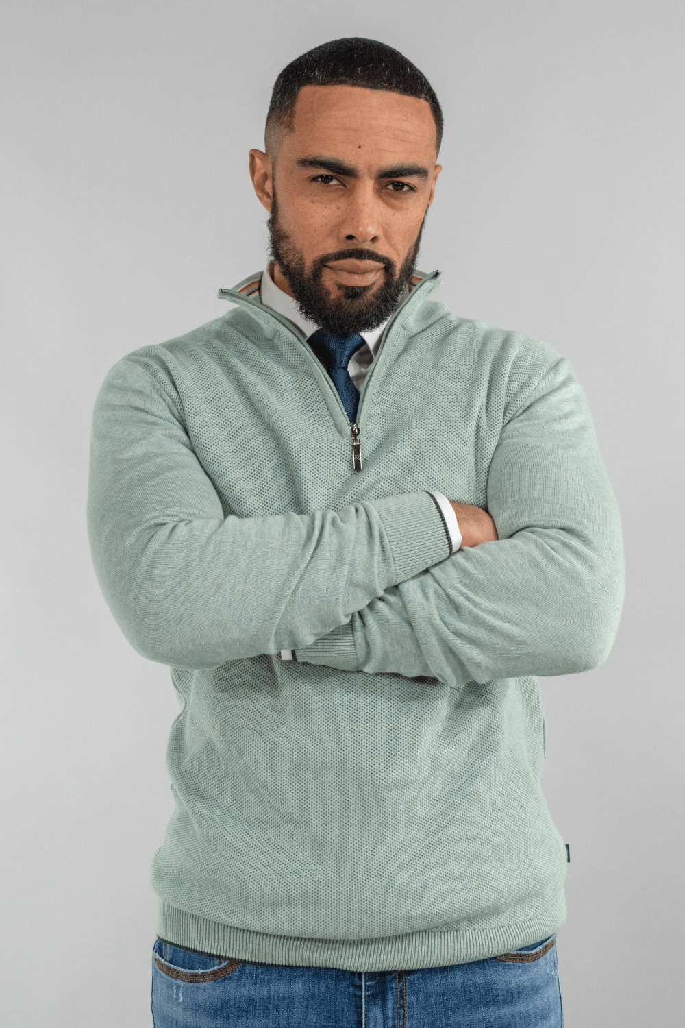 Cavani Kyle Almond Half Zip Knit