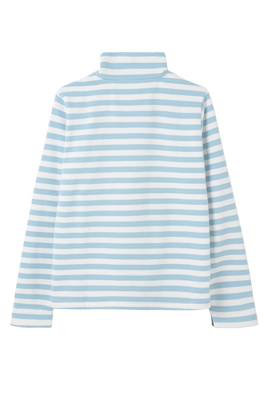 Lighthouse Haven Quarter Stud Sweatshirt - Pale Blue Stripe