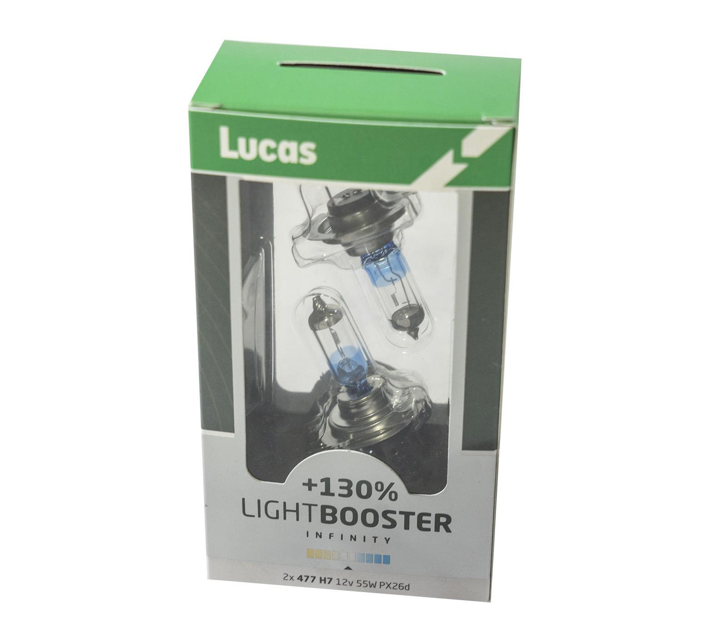 LUCAS H7 LightBooster Infinity 130% Brighter 12V 55W Halogen Headlamp Bulbs X2