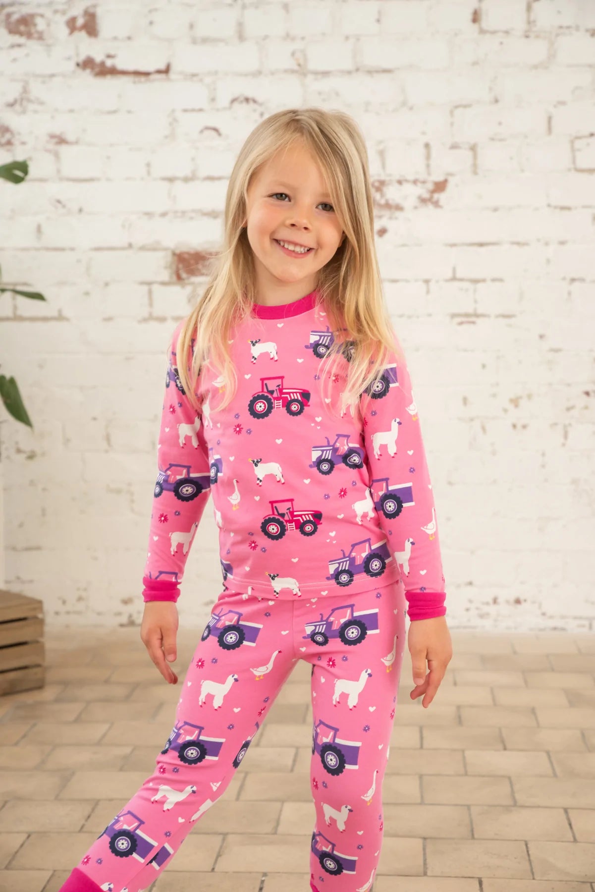 Lighthouse Pyjamas - Pink Purple Tractor Print