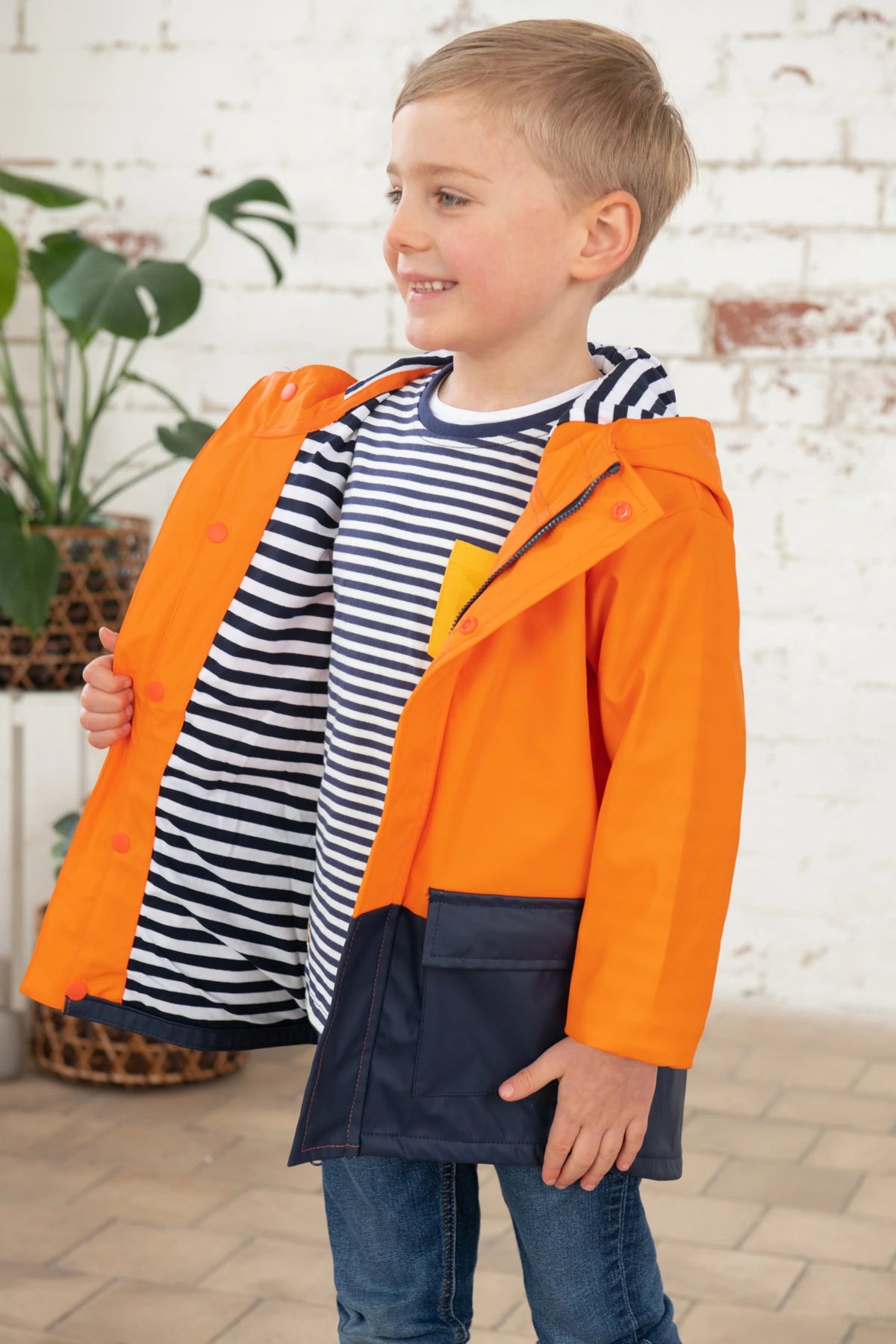 Lighthouse Anchor - Waterproof Jacket Navy/Orange