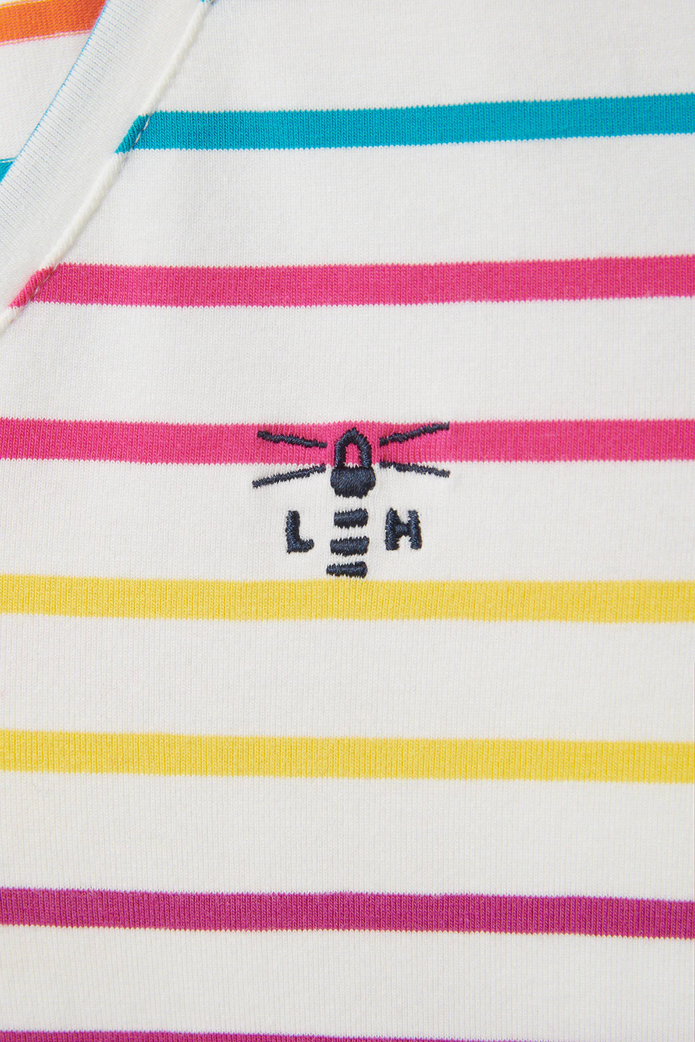 Lighthouse Ariana in Teal Pink Orange Stripe with 3/4 Length Sleeve Top