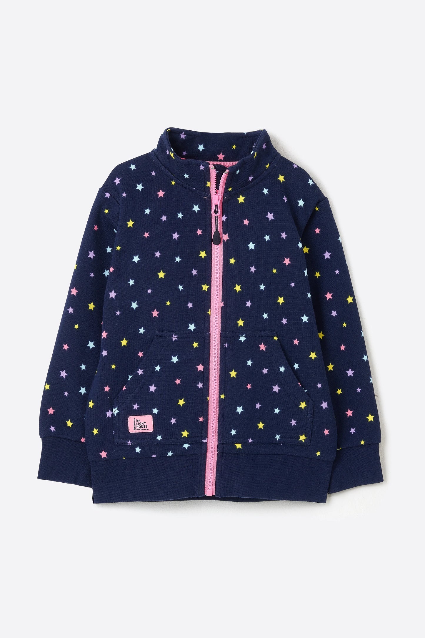 Ava Full Zip Top - Navy Star Print