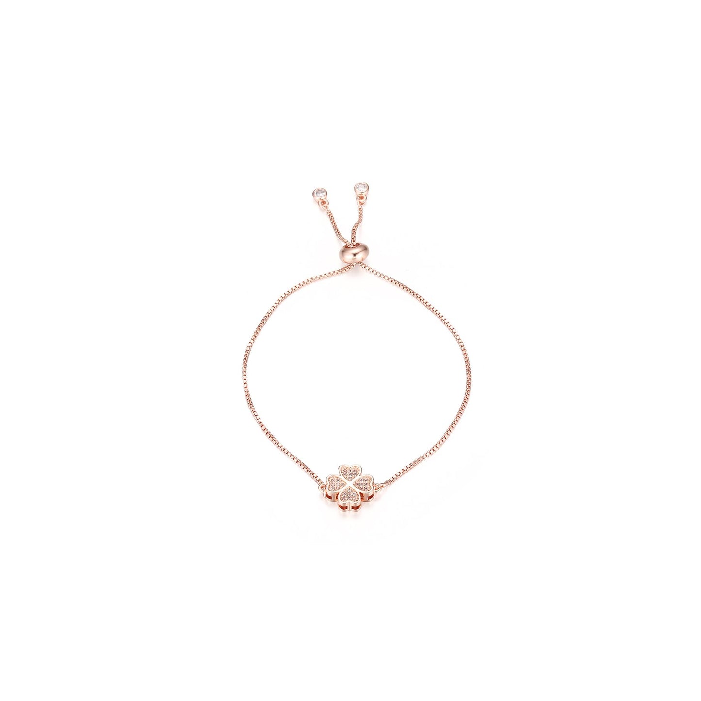 Lucky You - Rose Gold Clover Slider Bracelet - from Frinkle
