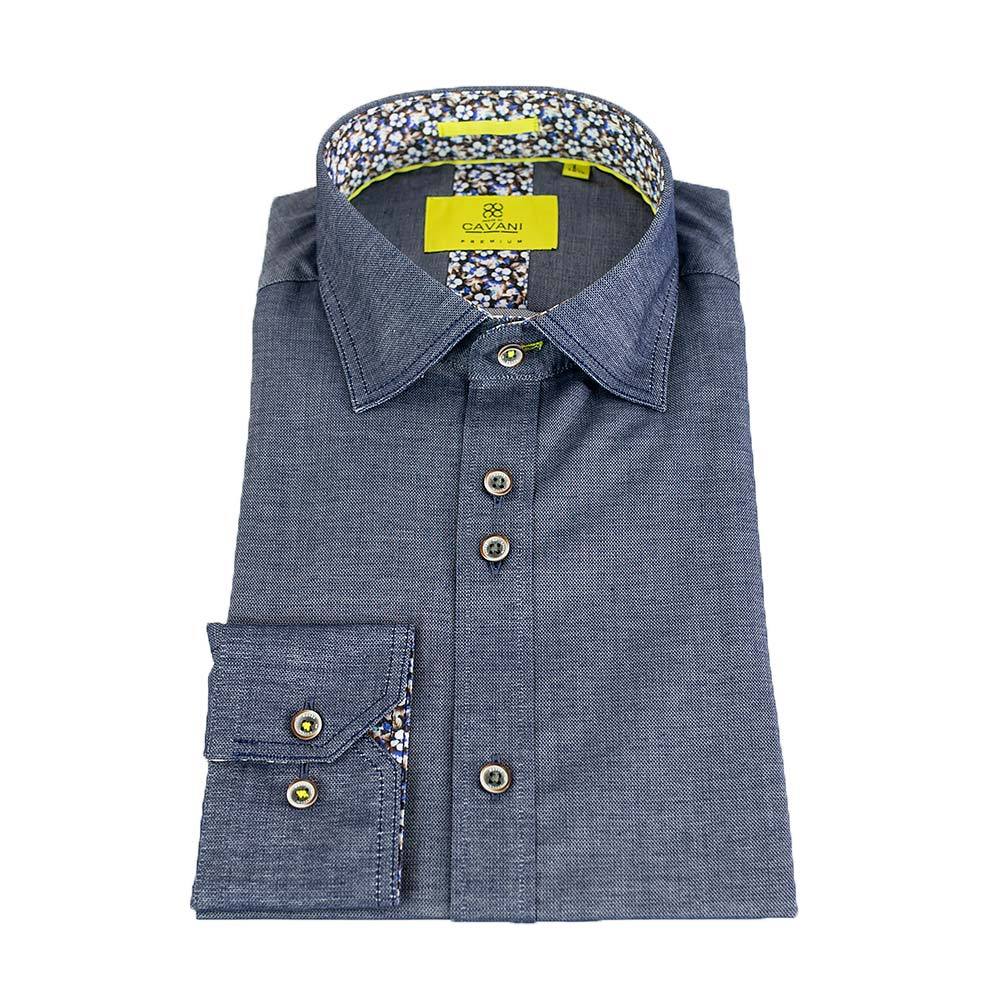 cavani dress shirts Cavani Men's Grey Gingham Button Down Collar Shirt