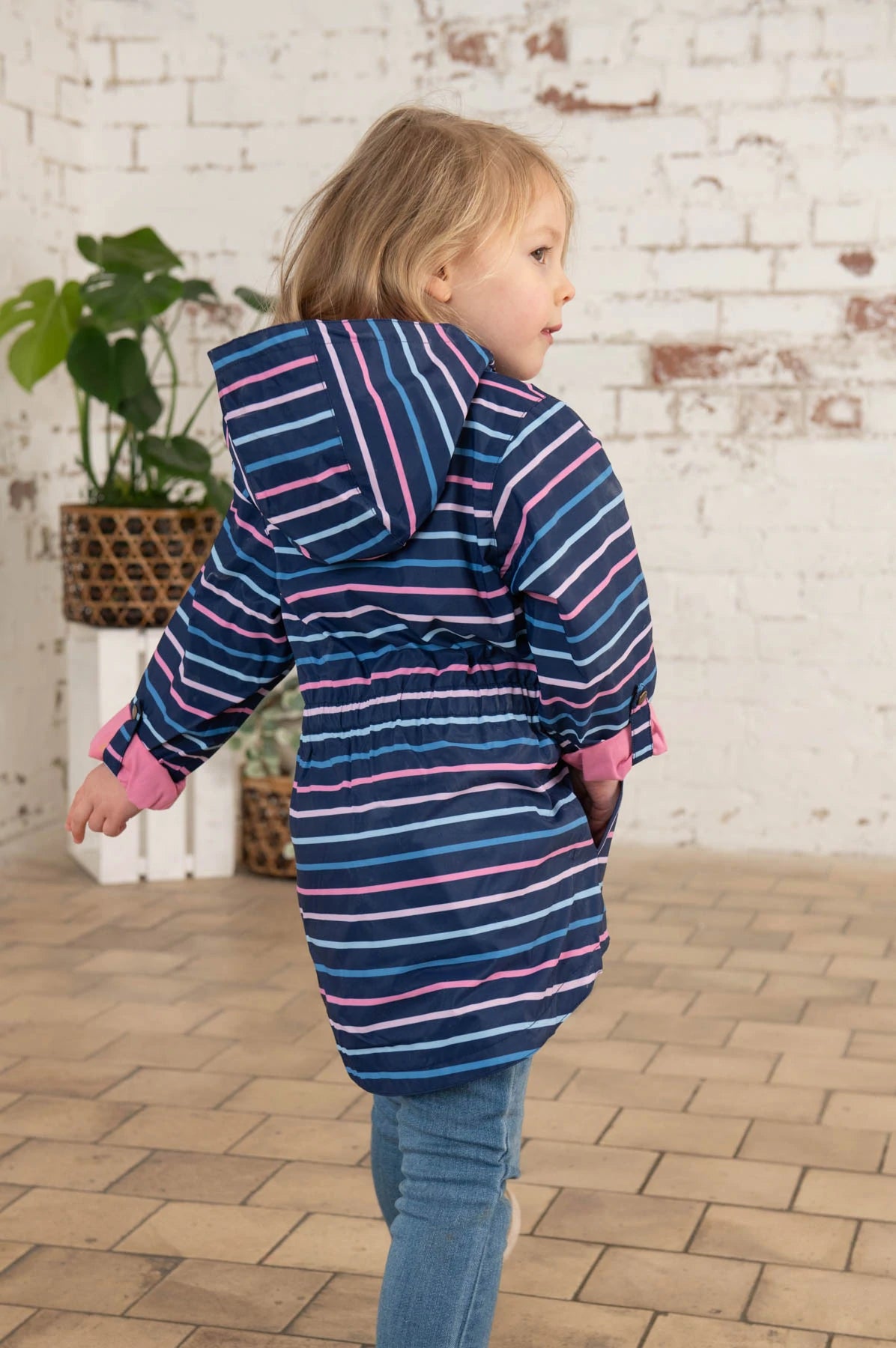 Lighthouse Charlotte - Girls Jacket Blue / Pink stripe