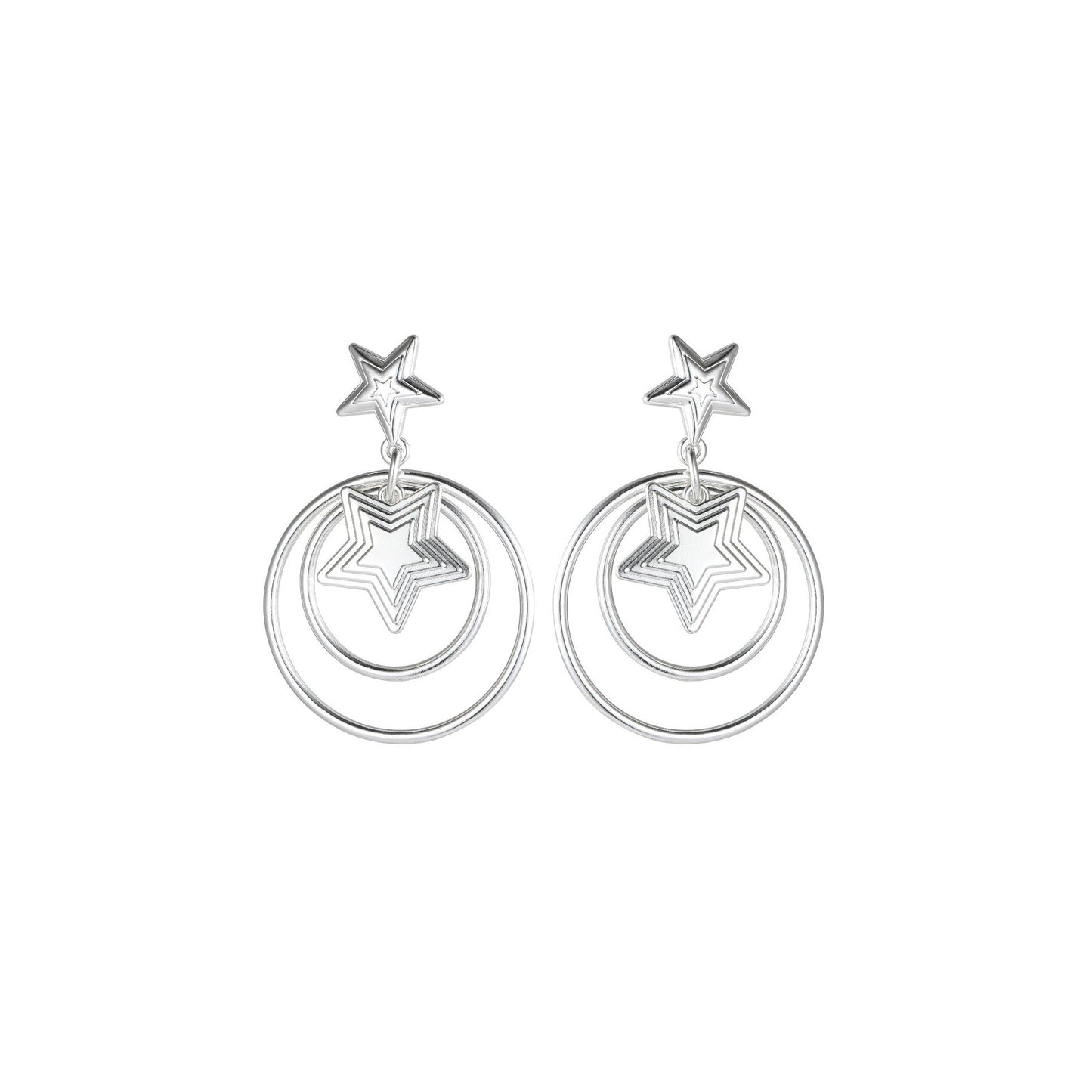 Frinkle Star - Silver Star in Circles Oversized Earrings - from Frinkle