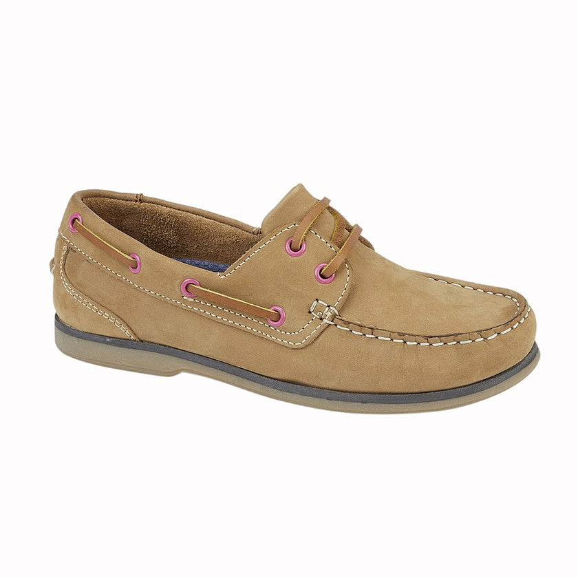 Ladies Honey Nubuck / Leather Moccasin Boat Shoes