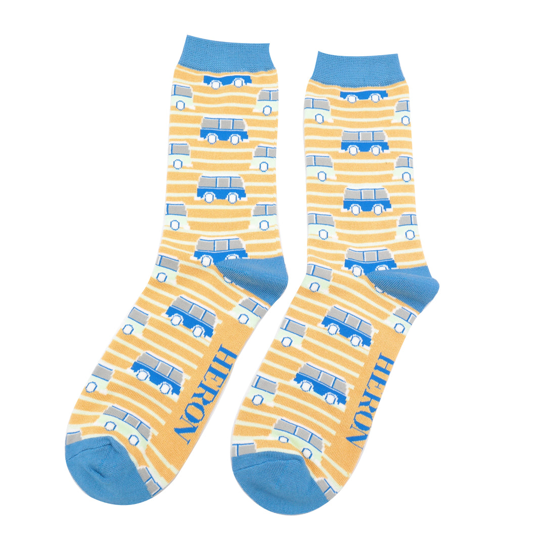 Mr Heron Campervans Socks Yellow