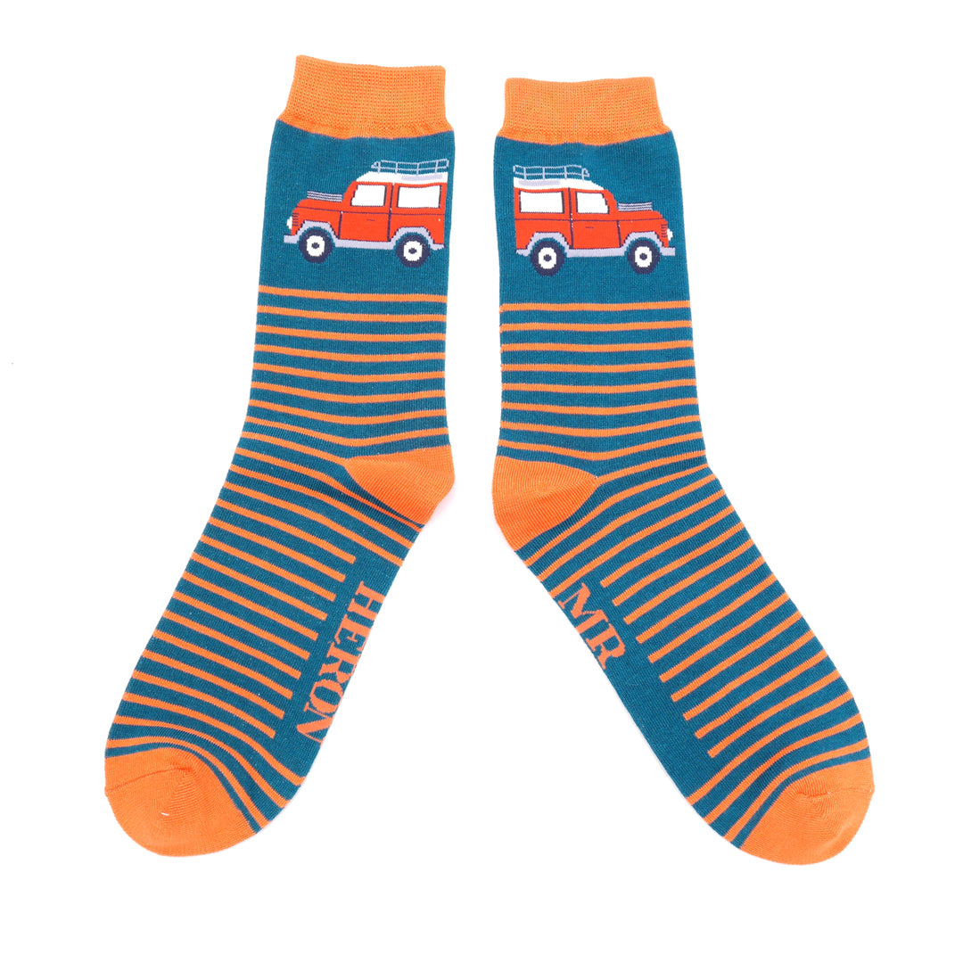 Mr Heron  Jeep & Stripes Socks Teal