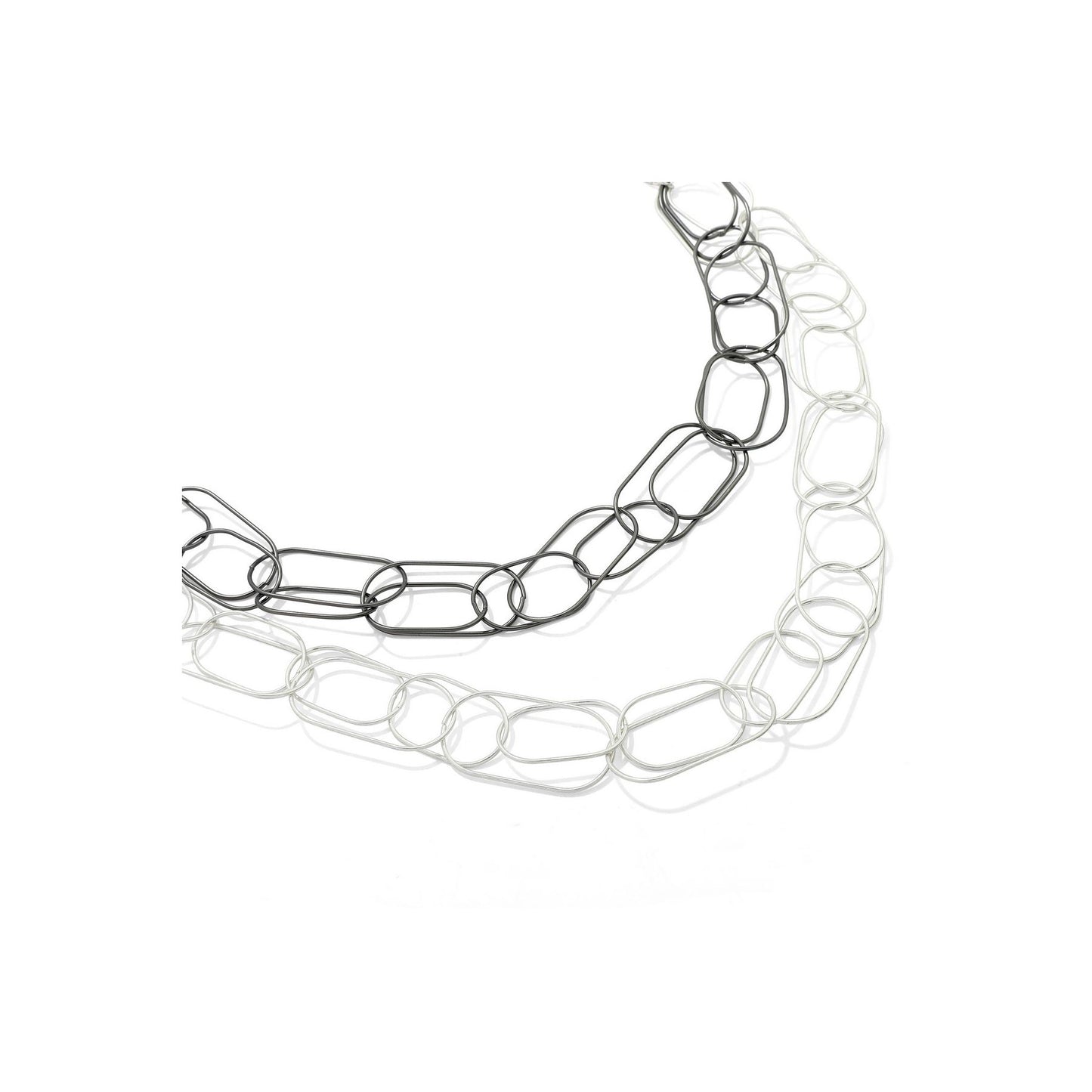 Paperclip - Silver and Black Oxidised Oversized Paperclip Chain Adjustable Length Necklace - from Frinkle