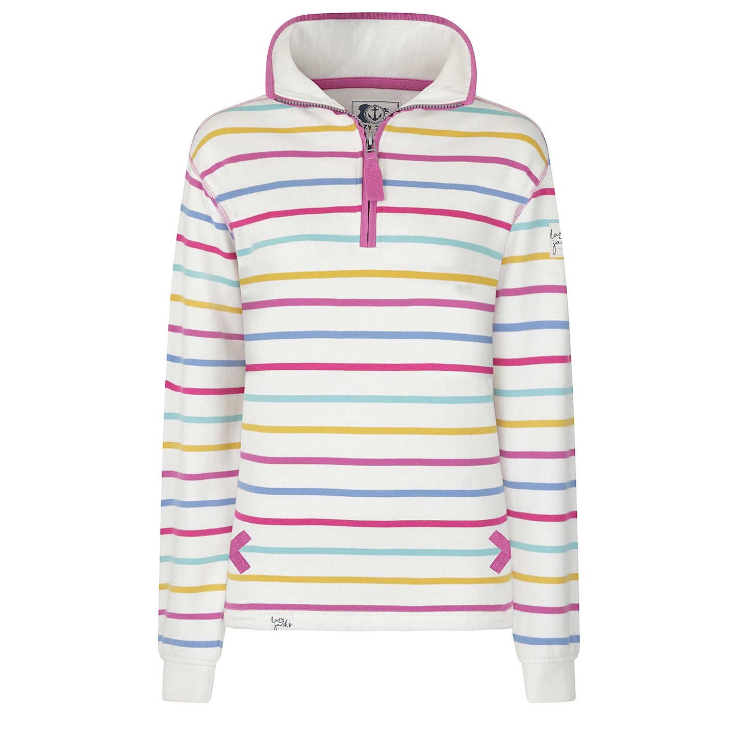 Lazy Jacks Ladies Striped 1/4 Zip Sweatshirt Periwinkle Multi-Colour LJ35 @ www.millscountrystore.com
