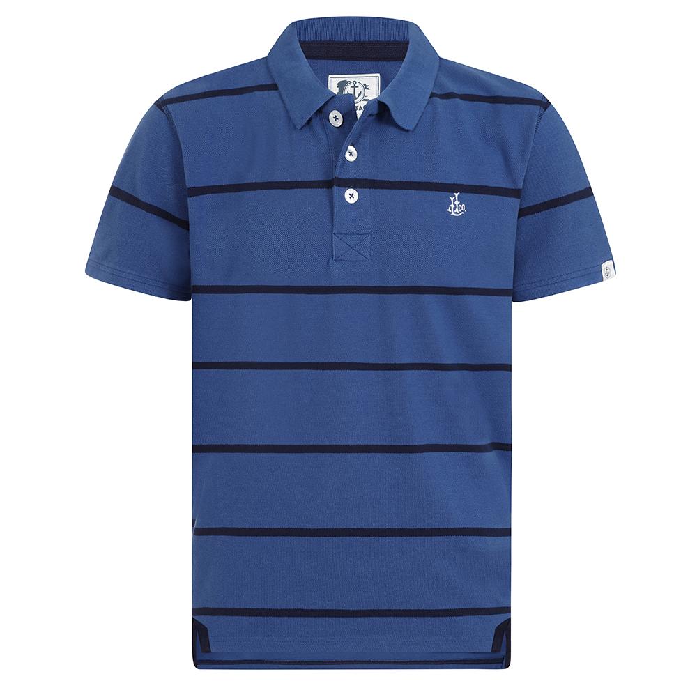 Lazy Jacks Mens Stripped Polo Shirt in Space Blue LJ18E @ www.millscountrystore.com